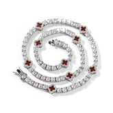 Iced Out 4mm Clover Tennis Chain Red